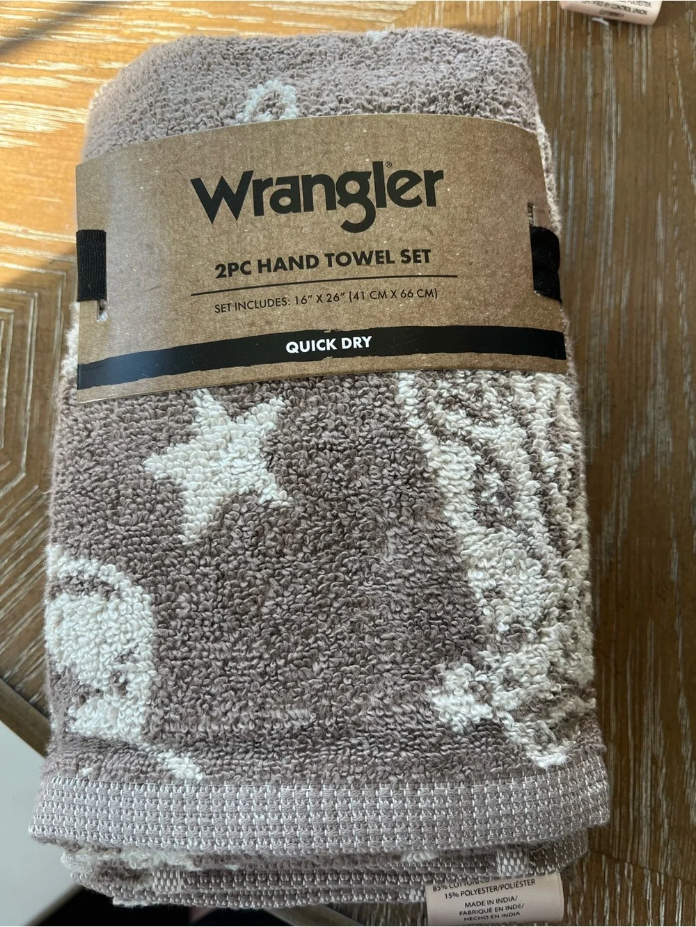 Wrangler Taupe and Cream Star Hand Towel